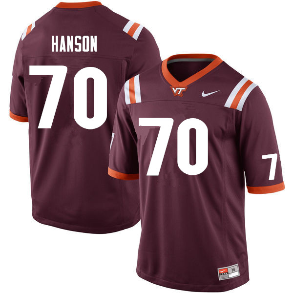Men #70 Jesse Hanson Virginia Tech Hokies College Football Jerseys Sale-Maroon
